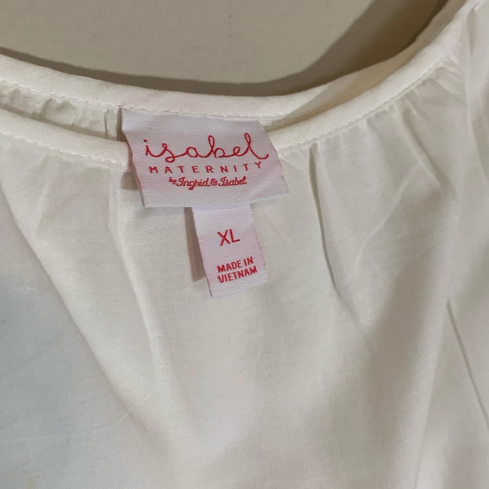 Isabel Maternity (Size XL) White Floral Embroidery, Lined, Bell Sleeve Dress - Picture 10 of 11